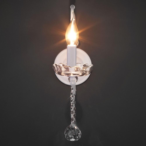 Светильник настенный EUROSVET 10107/1 белый/прозрачный хрусталь Strotskis