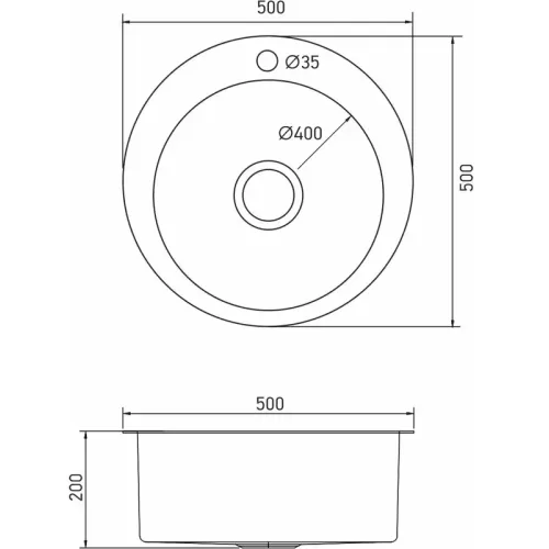 Мойка нерж. врезная MIXLINE PRO D50 тол. 3 мм, сатин, с сифоном