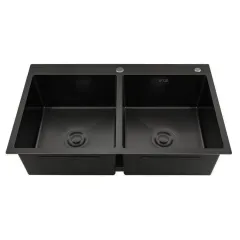 |Мойка нерж. врезная GAPPO 83х50х21,5 см тол. 3 мм, чёрная (сифон, коландер) GS8350-6