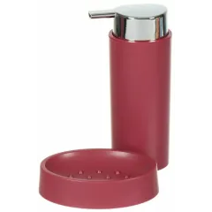 |Набор для ванной 4 предмета Аника, бордовый, пластик  Y9-080 (389367)