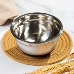 Миска нержавеющая сталь, 0.6 л, 14 см, круглая, противоскользящее дно, B020157