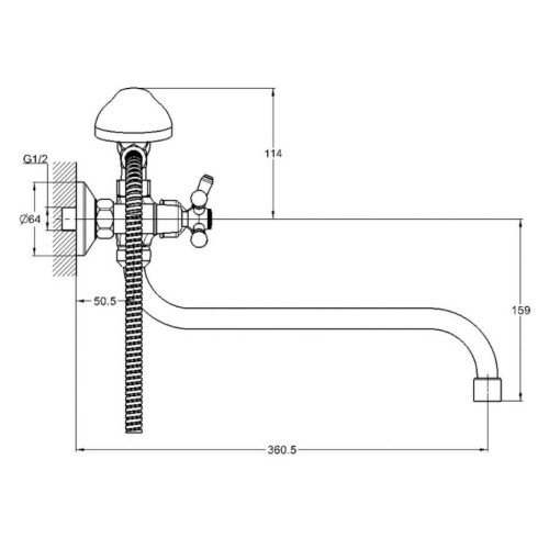 Смеситель для ванны G-LAUF QFR7-C722, круглый поворотный излив