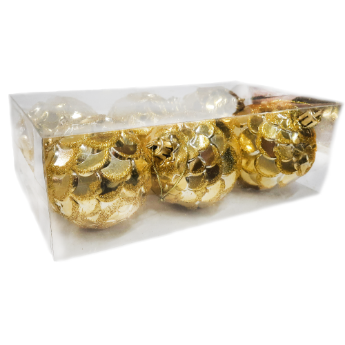 Шары новогодние ВОЛШЕБНЫЕ ПОДАРКИ набор 6 шт, цвет: золотой, диаметр: 6 см  (8004-3)