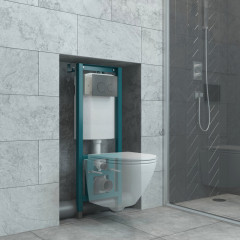 Кнопка смыва для инсталляции EVA GOLD 400 круг, оружейная сталь 03