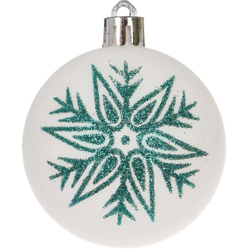 Шары новогодние набор 6шт 6см зеленый/белый SYQB-0122289