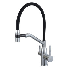 Смеситель для кухни FRAP F4397 чёрный/хром, с каналом для фильтрованной воды