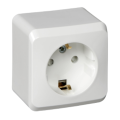 Розетка О/У 2P+Е ЭТЮД белый шторки PA16-004B (67459)