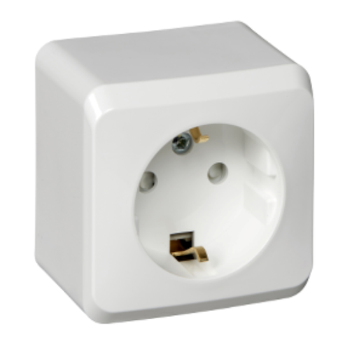 Розетка О/У 2P+Е ЭТЮД белый шторки PA16-004B (67459)