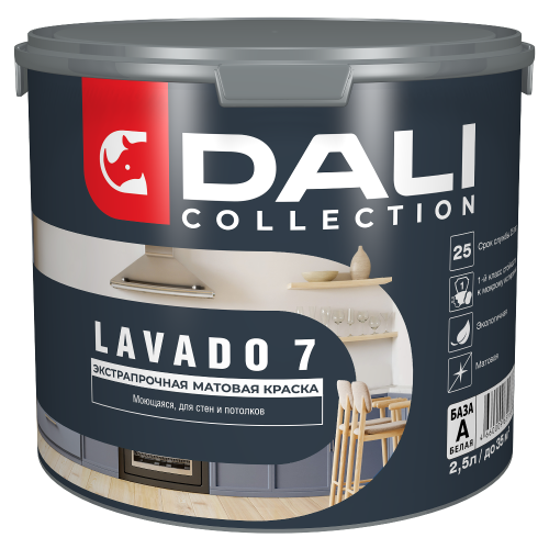 Краска в/д DALI COLLECTION LAVADO 7 для стен и потолков 2,5л База А
