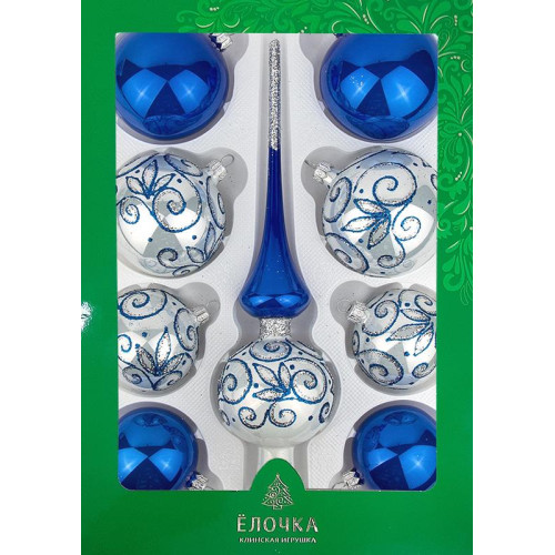 Шары новогодние стекло ЕЛОЧКА 9шт 