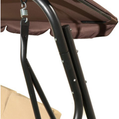 Качели садовые 3-х местные 195*120*170см, макс. нагрузка 200кг, бежевые с коричневой крышей YT8050 N.N (311201)