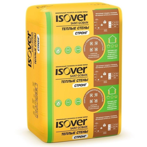 Утеплитель мин/ват ISOVER Теплые Стены Стронг 50*610*1000/Е/К 6,1 м2; 0,305 м3; 10шт/уп(67048)