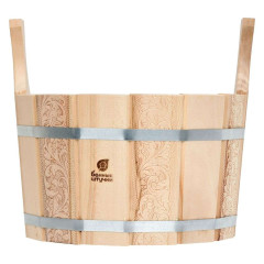 Ушат Шайка 9л Цветочный орнамент, двуручный с пластиковой вставкой, липа, 