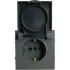 Розетка 2P+E ЭМИЛИ защ.шторки с крышкой черный RST16-5112-05