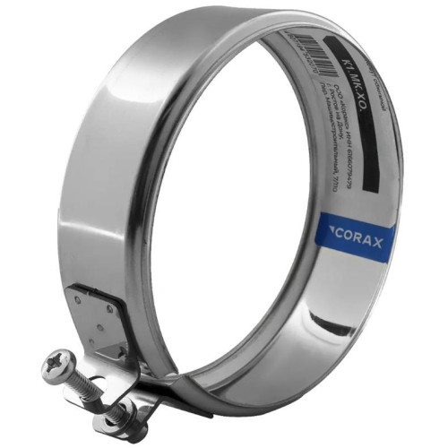 Дымоход хомут обжимной 0,5мм Ф125 нержавеющая сталь (Corax)