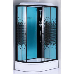 Душевая кабина ДАНА 120х80х210см сред. поддон, переднее стекло пиксели, голубое заднее стекло, правая 482 R