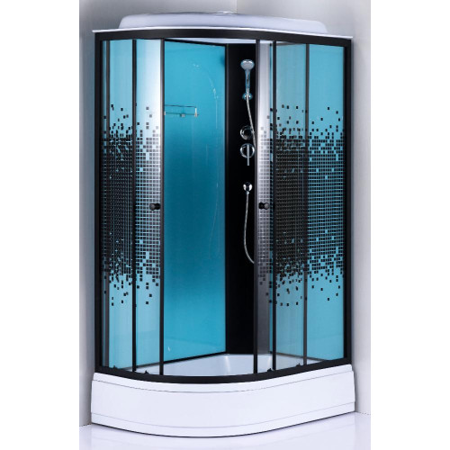 Душевая кабина ДАНА 120х80х210см сред. поддон, переднее стекло пиксели, голубое заднее стекло, правая 482 R