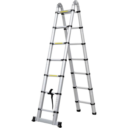 Лестница STARTUL 2х7ст (ST9733-044) 2,09х4,40м, телескопическая двухсекционная, алюминиевая