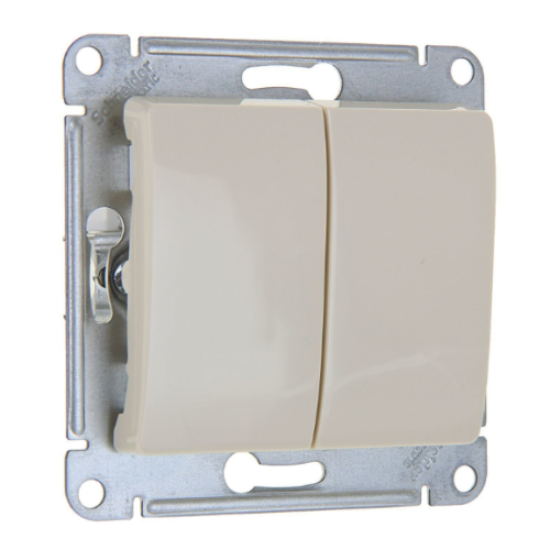 Переключатель 2-кл GLOSSA бежевый GSL000265 (458666)