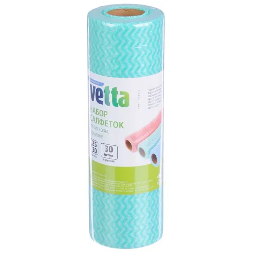 Салфетка бытовая VETTA из вискозы 23х30 см, 30 шт (448-117)
