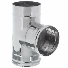 Дымоход тройник-Д 0,8мм 90гр Ф120 нержавеющая сталь (Феррум)