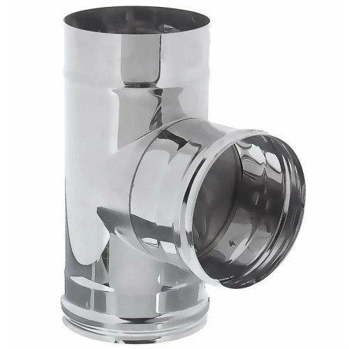 Дымоход тройник-Д 0,8мм 90гр Ф120 нержавеющая сталь (Феррум)