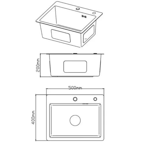 Мойка нерж. врезная DIADONNA 50х40, сатин, DS5040 (507951)