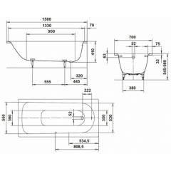 Ванна стальная KALDEWEI Saniform plus 150х70см без ножек, толщина 3,5 мм Mod.361