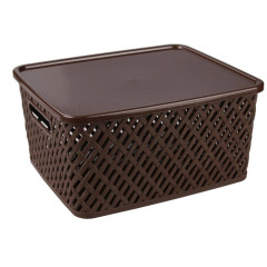 Корзина для хранения Плетенка 350х175х290мм коричневая с крышкой (225450)