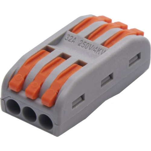 Клемма без пасты с рычажком проходная 3х3  0,08...4мм.кв.STEKKER LD222-423