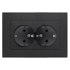 Розетка 2-ая 2P+E Universal Афина 16А в сборе графит A0128-Gr
