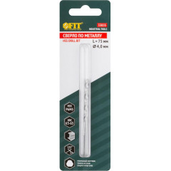 Сверло по мет. FIT 4,0х75 мм HSS c центровочным наконечником (33835)