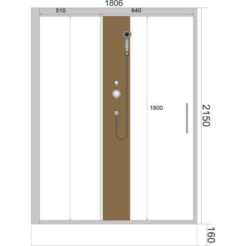Душевая кабина EVA GOLD 80х120х215см низ. поддон, белое заднее стекло,чёрный профиль, БАМБУК 1806B-S L/R (4кор.)