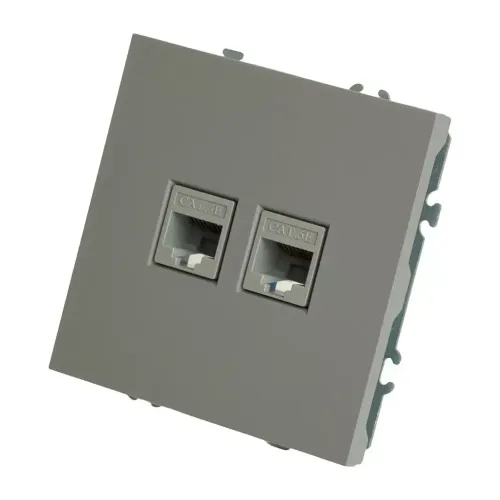 Розетка PC+PC ЭМИЛИ платиново-серый RST00-5111-10