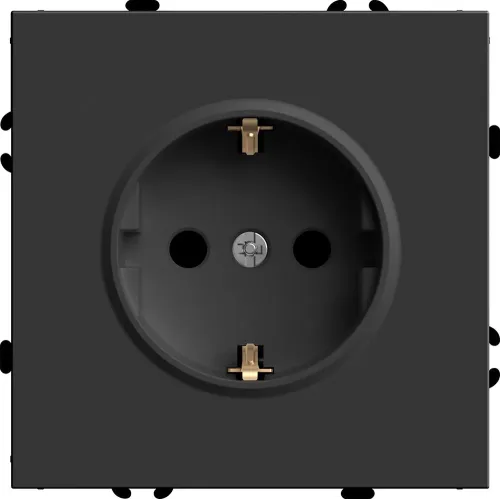 Розетка 2P+Е ЭМИЛИ шторки черный RST16-5110-05