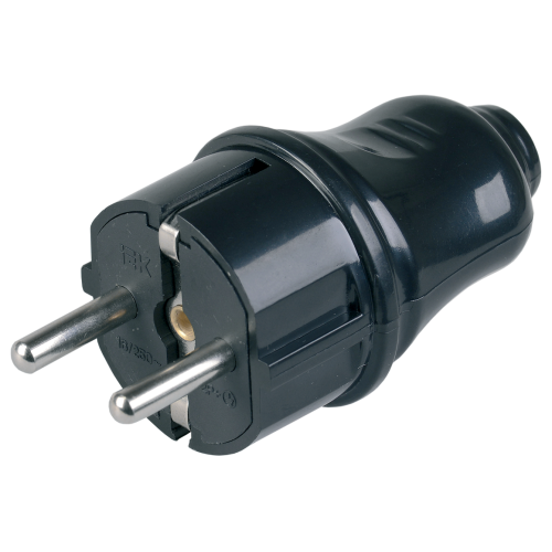 Вилка IEK 2P+E прямая 16А черная EVP10-16-01-K02 (568482)