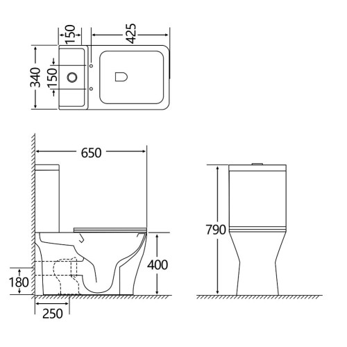 Унитаз-компакт EVA GOLD EG314 тонкое сиденье ДП, безободковый, гориз. вып.