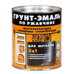 Грунт-эмаль DALI по ржавчине 3 в 1 гладкая RAL 7004 серая 2 л
