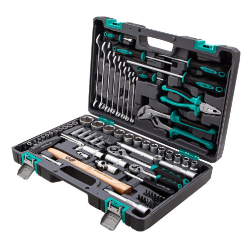 Набор инструментов STELS  76 пр. 1/2, 1/4, CrV, 6 гран. головки (14104)