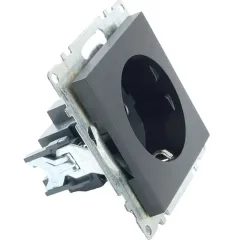 Розетка 2P+Е Катрин черный с защитной шторкой GLS16-7110-05