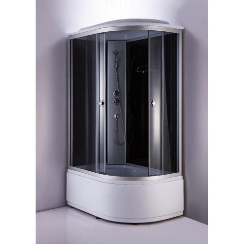 Душевая кабина ДАНА 120х80х215см выс. поддон, чёрное заднее стекло, левая 717 B L (3кор.)