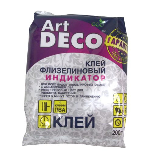 Клей обойный ART DEКO для флизел. обоев ИНДИКАТОР 200гр (30) ПАКЕТ (*1)