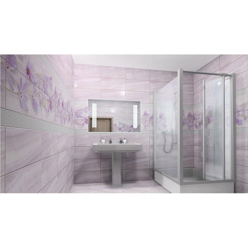 Панель ПВХ Unique 2,7*0,25*8 Крокус с глиттером серебро (лазерная печать) (12)