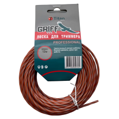 Леска для триммера TITAN (GRIFF PROFESSIONAL) 2,40ммх12м, серый+оранж (938-024)