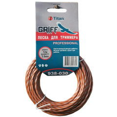 Леска для триммера TITAN (GRIFF PROFESSIONAL) 3,00ммх12м, серый+оранж (938-030)