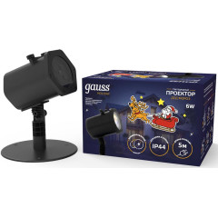 Проектор светодиодный GAUSS серия Holiday, анимированные картинки Дед Мороз (806675)