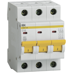 Выключатель автоматический 3-пол. 10A C 4,5кА ВА47-29 IEK MVA20-3-010-C (51036)
