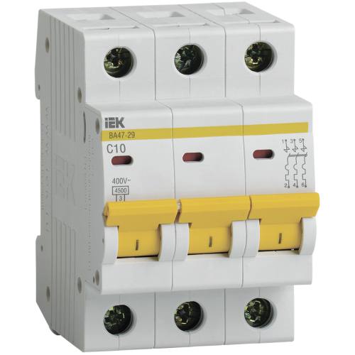 Выключатель автоматический 3-пол. 10A C 4,5кА ВА47-29 IEK MVA20-3-010-C (51036)