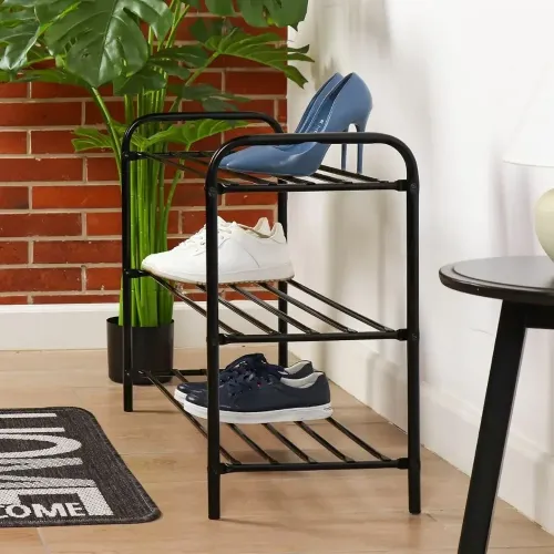 Полка для обуви Nika 3 секции, 79х33х59 см, черная (ЭТК3/Ч)