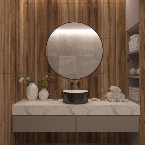 Умывальник накладной EVA GOLD A091WBG круглый, без перелива, чёрный/белый глянец 41х41х16,5см